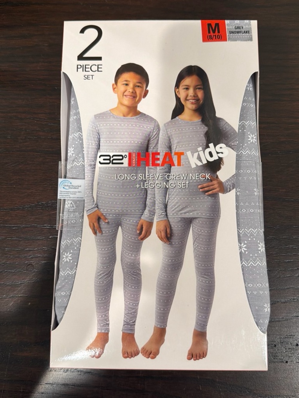 32° Heat Kids Grey Snowflake Long Sleeve Crew Neck + Legging Set